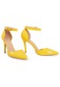 Womens Unisex Buckle Ankle Strap Stiletto Heel Shoes Yellow Patent