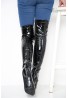 Womens Thigh Kinky Over The Knee Stiletto Boots Black Patent