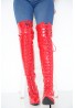 Womens Thigh Kinky Over The Knee Stiletto Boots Red Patent