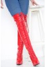 Womens Thigh Kinky Over The Knee Stiletto Boots Red Patent