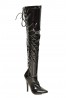 Womens Thigh High Kinky Over The Knee Stiletto Boots Black Patent