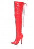 Womens Thigh High Kinky Over The Knee Stiletto Boots  Red Patent