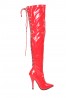 Womens Thigh High Kinky Over The Knee Stiletto Boots  Red Patent