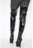 Womens Thigh HIGH Kinky Over The Knee Platform Stiletto Heel Boots Black Patent