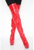 Womens Thigh HIGH Kinky Over The Knee Platform Stiletto Heel Boots Red Patent