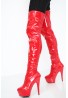 Womens Thigh HIGH Kinky Over The Knee Platform Stiletto Heel Boots Red Patent