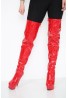 Womens Thigh HIGH Kinky Over The Knee Platform Stiletto Heel Boots Red Patent