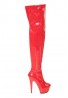 Womens Thigh HIGH Kinky Over The Knee Platform Stiletto Heel Boots Red Patent