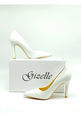 Ladies Womens Pointed Toe Shoes White Patent
