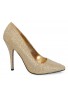 Womens Drag Queen Pointy Toe Court Shoes Gold Glitter