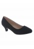 Women Round Toe Kitten Heel  Shoes Black Suede