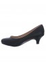 Women Round Toe Kitten Heel  Shoes Black Suede