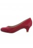 Women Round Toe Kitten Heel  Shoes Red Patent