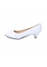 Women Round Toe Kitten Heel  Shoes White Patent