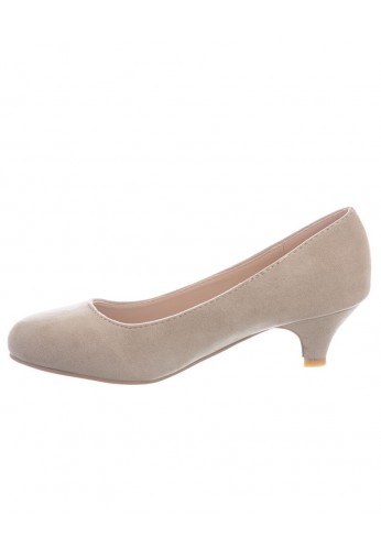 Women Round Toe Kitten Heel  Shoes Nude Suede