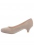 Women Round Toe Kitten Heel  Shoes Nude Suede