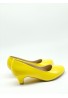 Women Round Toe Kitten Heel  Shoes Yellow Patent