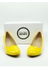 Women Round Toe Kitten Heel  Shoes Yellow Patent