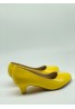 Women Round Toe Kitten Heel  Shoes Yellow Patent