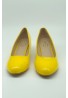 Women Round Toe Kitten Heel  Shoes Yellow Patent