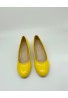 Women Round Toe Kitten Heel  Shoes Yellow Patent