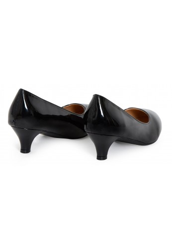 Women Round Toe Kitten Heel Shoes Black patent