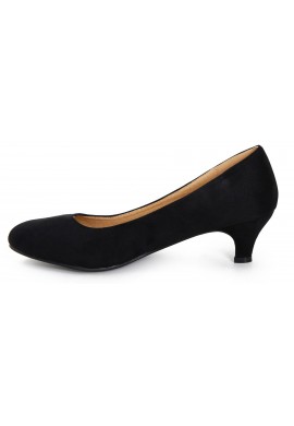 Women Round Toe Kitten Heel Shoes Black patent